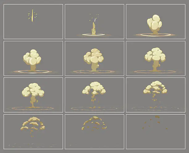 Vector illustration of Fog vertical explosion special effect animation frames