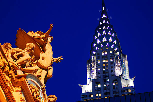 grand central station e chrysler building, new york - chrysler building grand central station built structure midtown manhattan foto e immagini stock