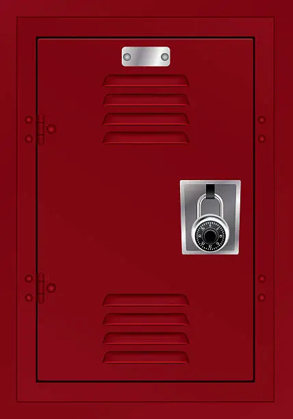 Vector illustration of Red Locker and Combination Lock Illustration