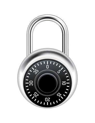 A realistic metal combination lock isolated on white illustration. Vector EPS 10 available.