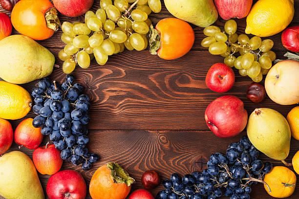 istock Frame autumn still life view from above with copy space 614439160