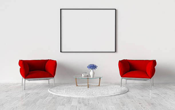 istock Waiting room with blank picture frame on the wall 614439700