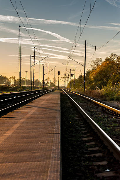istock Local Slovak train station at sunset 614441970