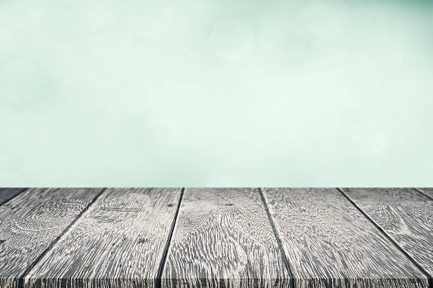istock Wood table empty on blurred background,used for products 614444986