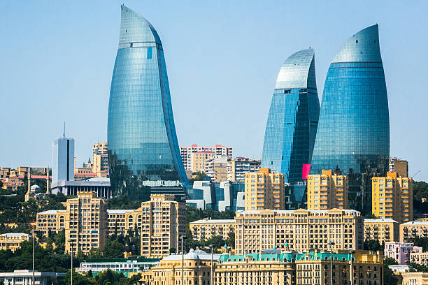 Skyscrapers in Baku stock photo