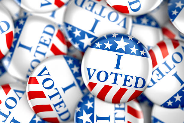 istock Vote buttons in red, white, and blue 614491672