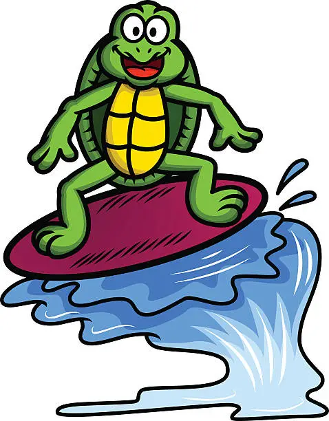 Vector illustration of Turtle Surfer