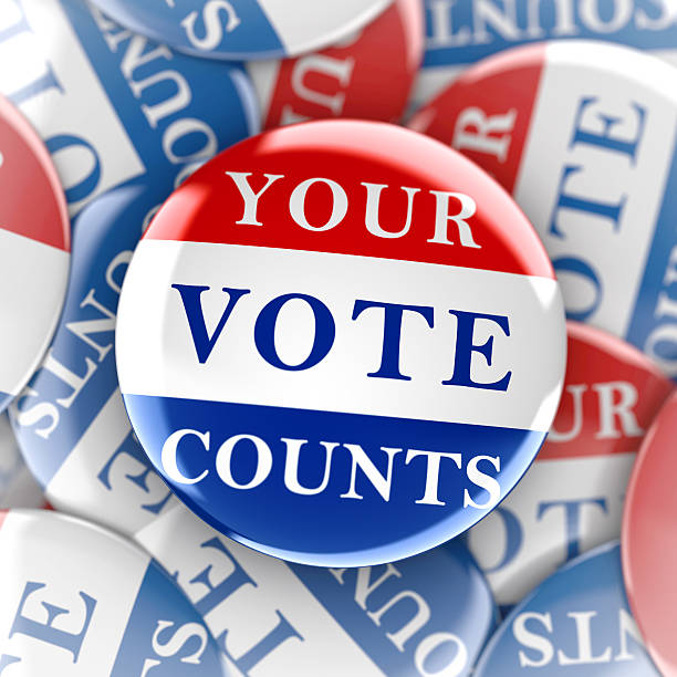 istock Vote buttons in red, white, and blue 614492680