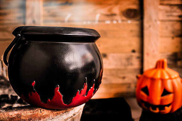 istock The magic Witch's cauldron potion conjures in the wizarding lair. 614495170