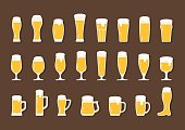 istock Flat icon beer with foam in beer mugs and glasses 614495854
