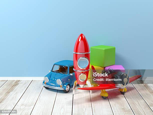 Toys At Wall Stock Photo - Download Image Now - Toy, Flooring, Leisure Games