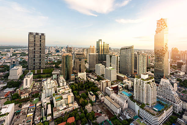 istock Bangkok night view with skyscraper in business district 614500602