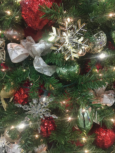 istock Close up of Christmas tree ornaments 614500652