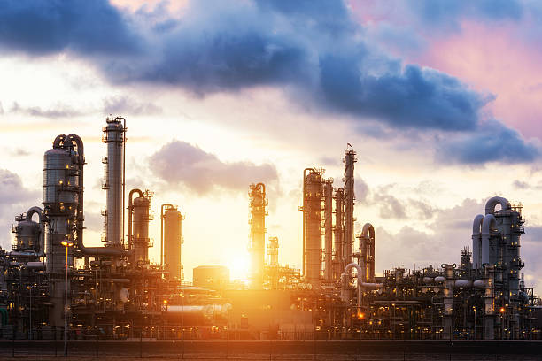 istock Oil refinery at sunset in Rotterdam, Netherlands. 614501284
