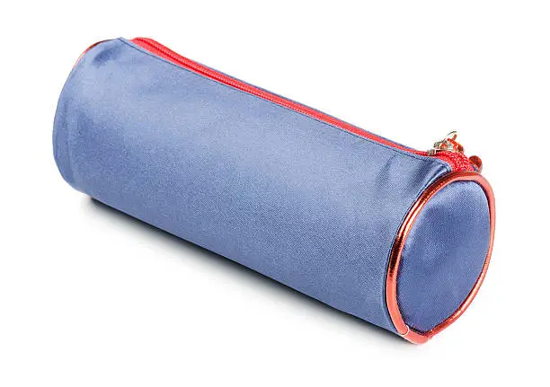 Blue pencil-case  isolated on a white background