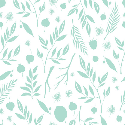 Seamless pattern with branches and berries.