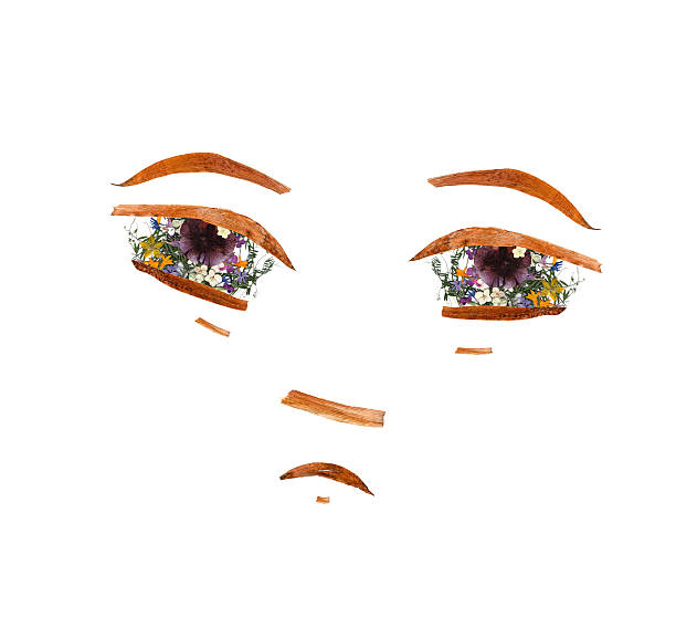 istock application, sad face made of dried pressing flowers 614504016
