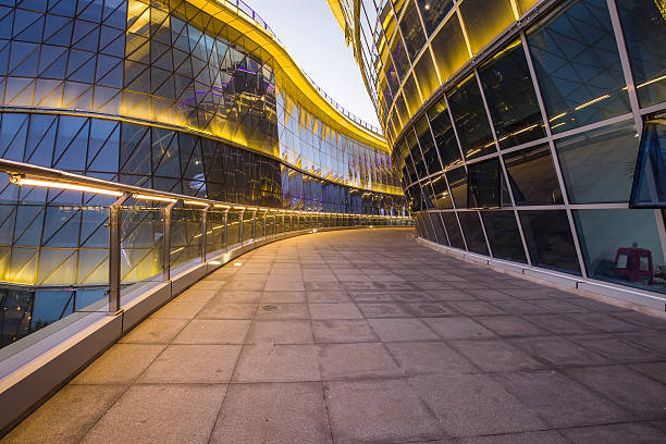 istock Glass curtain wall construction and channel 614504512