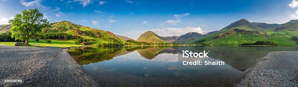 Stunning lake panorama in District Lake at dusk, England English Lake District Stock Photo