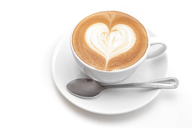 istock cup of cafe latte on white background 614509224