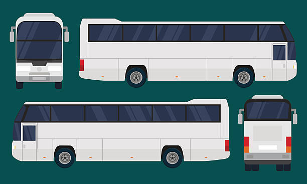 ilustraciones, imágenes clip art, dibujos animados e iconos de stock de de transporte  - bus coach bus travel isolated