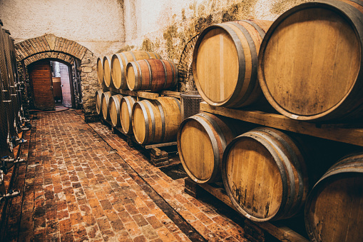 Cellar with Traditional Wooden Barrels