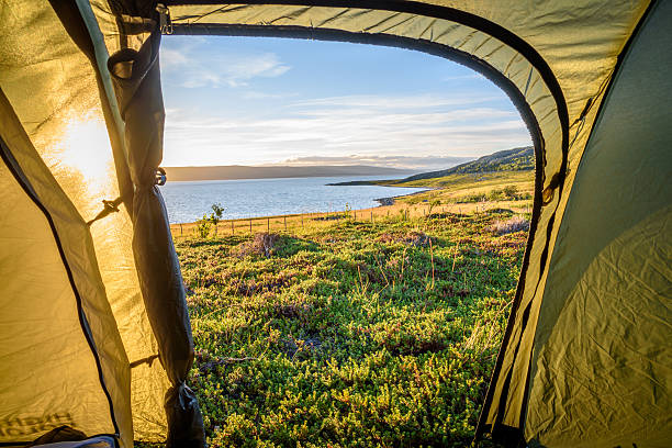 istock Camping in the arctic under the midnight sun 614513646