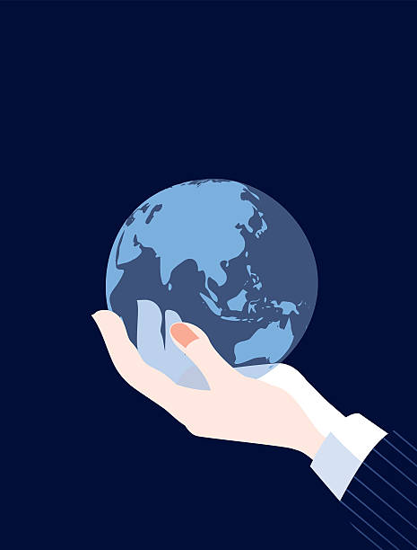istock Businessman Holding World Globe Map Asia China Russia and Australia 614513856