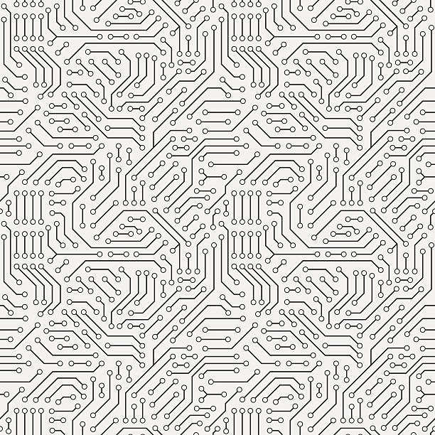 illustrations, cliparts, dessins animés et icônes de circuit informatique à repasser. motif sans couture. - carte mère
