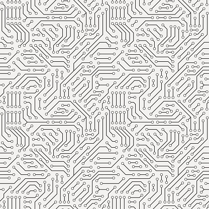 Computer circuit board. Seamless pattern. Vector illustration