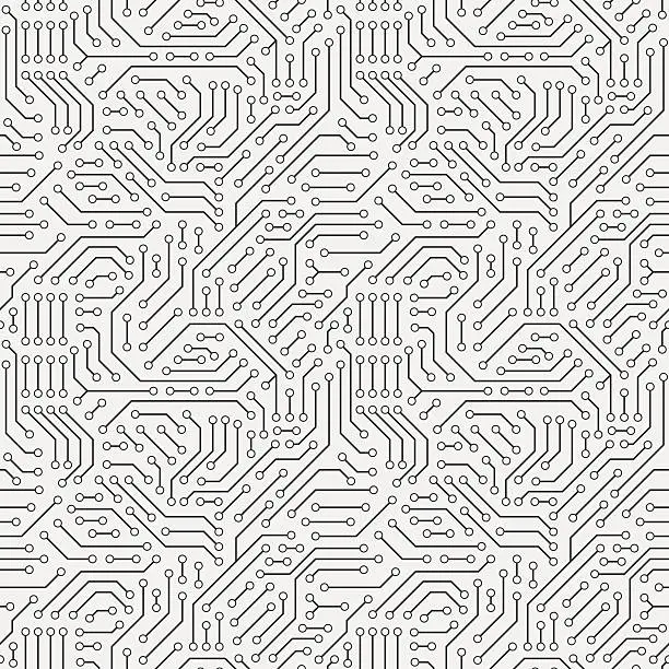 Vector illustration of Computer circuit board. Seamless pattern.