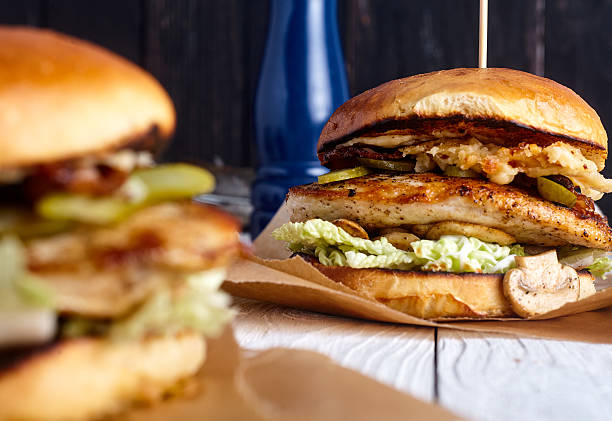 istock Homemade chicken sandwich with mushrooms 614515982
