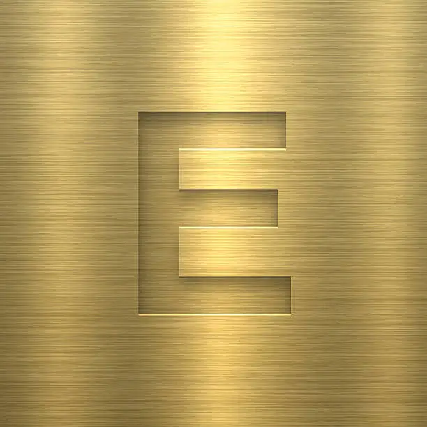 Vector illustration of Alphabet E Design - Letter on Gold Metal Texture