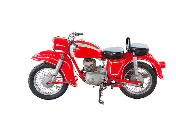 istock vintage red motorcycle on white background. 614518020
