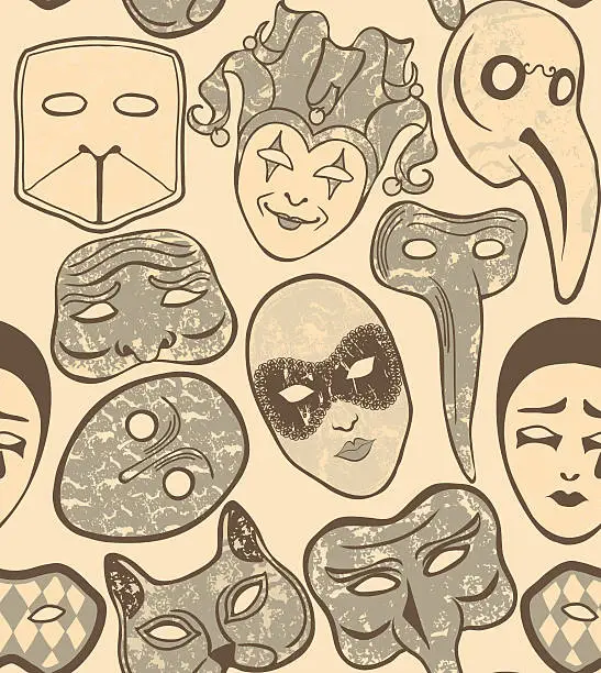 Vector illustration of vector background with Venetian carnival masks
