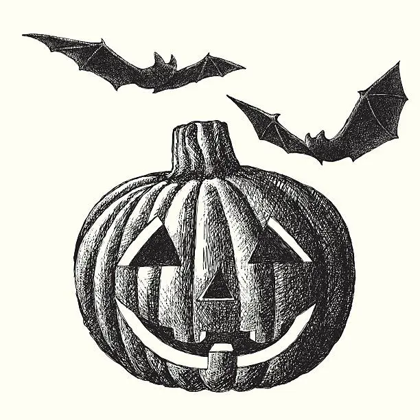 Vector illustration of Halloween Pumpkin Sketch