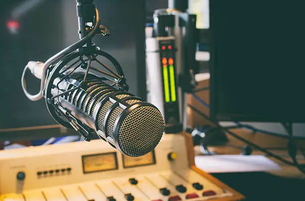 Photo of microphone in radio studio