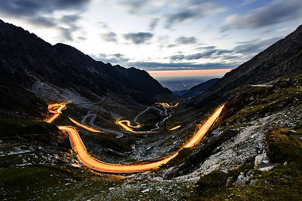 istock Night view of Transfagarasan serpentine in romanian Carpathians, 614526042