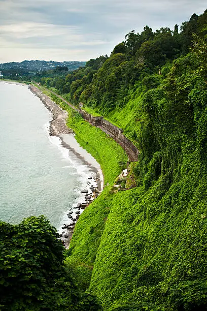 Photo of View of railway along seashore from Botanical Garden, Batumi, Georgia