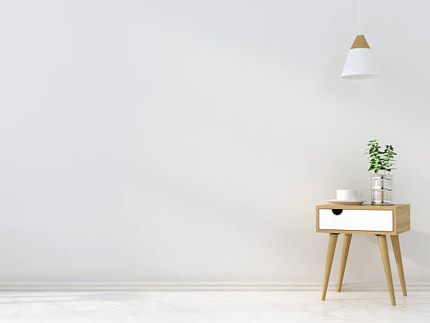istock Stylish wooden table and a chandelier 614529802