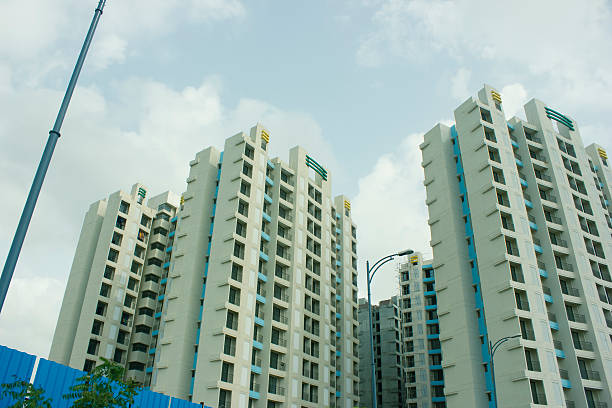 new block of modern apartments - capital letter luxury blue image imagens e fotografias de stock