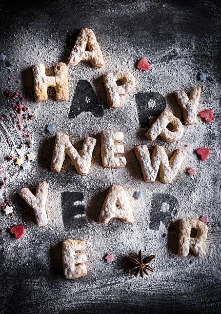 istock Happy New Year concept with cookies 614530208