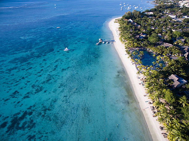 istock Aerial View: Trou aux Biches Beach, Mauritius 614533328
