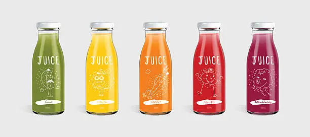 Vector illustration of Glass bottle of Juice and Brand concept