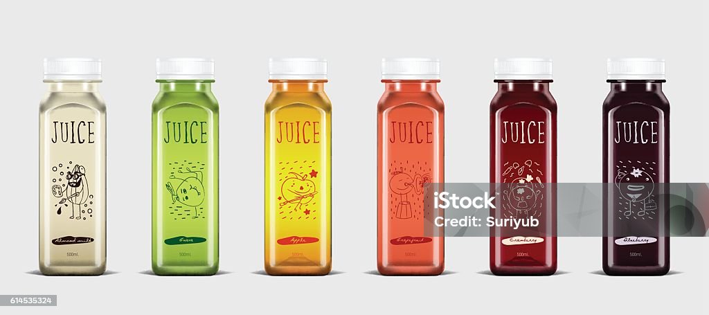Concept de marque de bouteille de jus en plastique - clipart vectoriel de Bouteille libre de droits