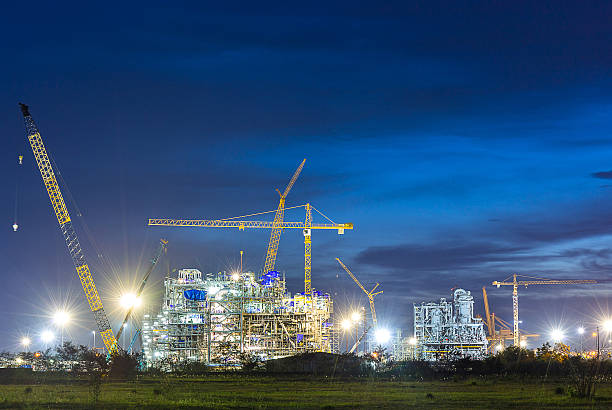 construction of chemical plant industry stock photo