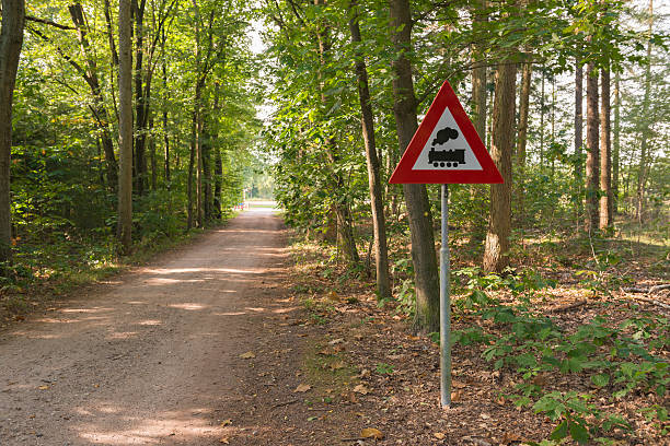 istock Warning sign meaning level crossing without barriers. 614536520