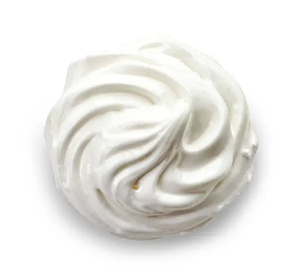 swirl of whipped eggs whites, top view