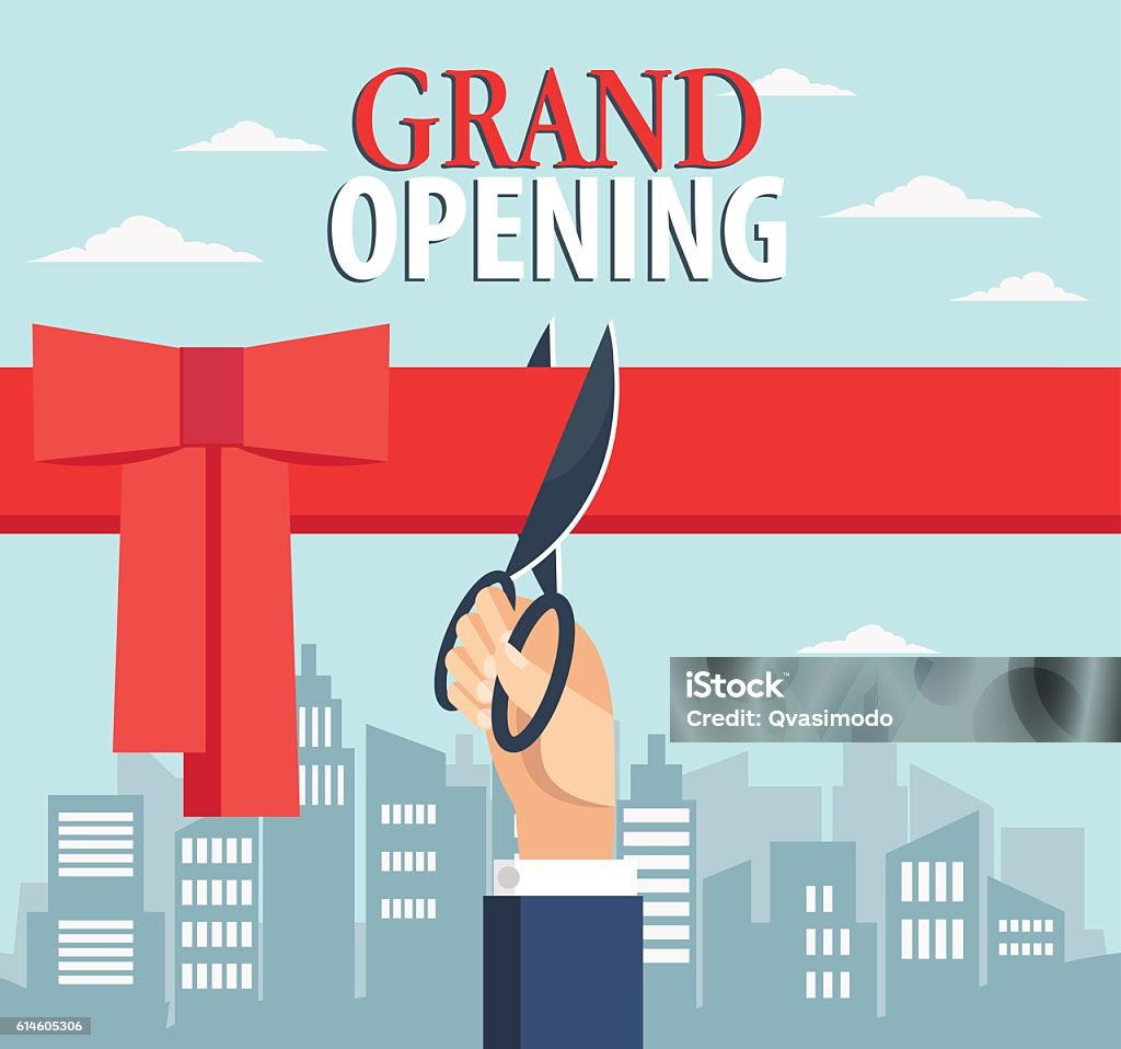 Grand opening Ribbon Cutting stock vector