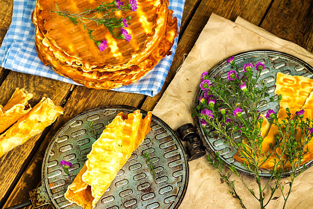 istock Rustik Homemade wafers with waffle-iron 614605962
